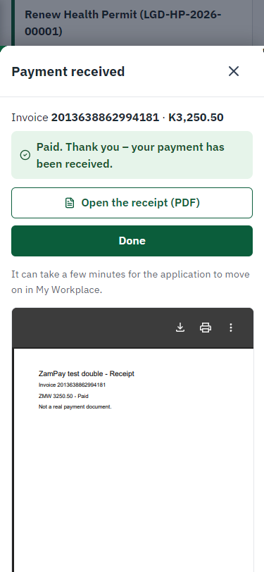 Payment received (375 px phone)