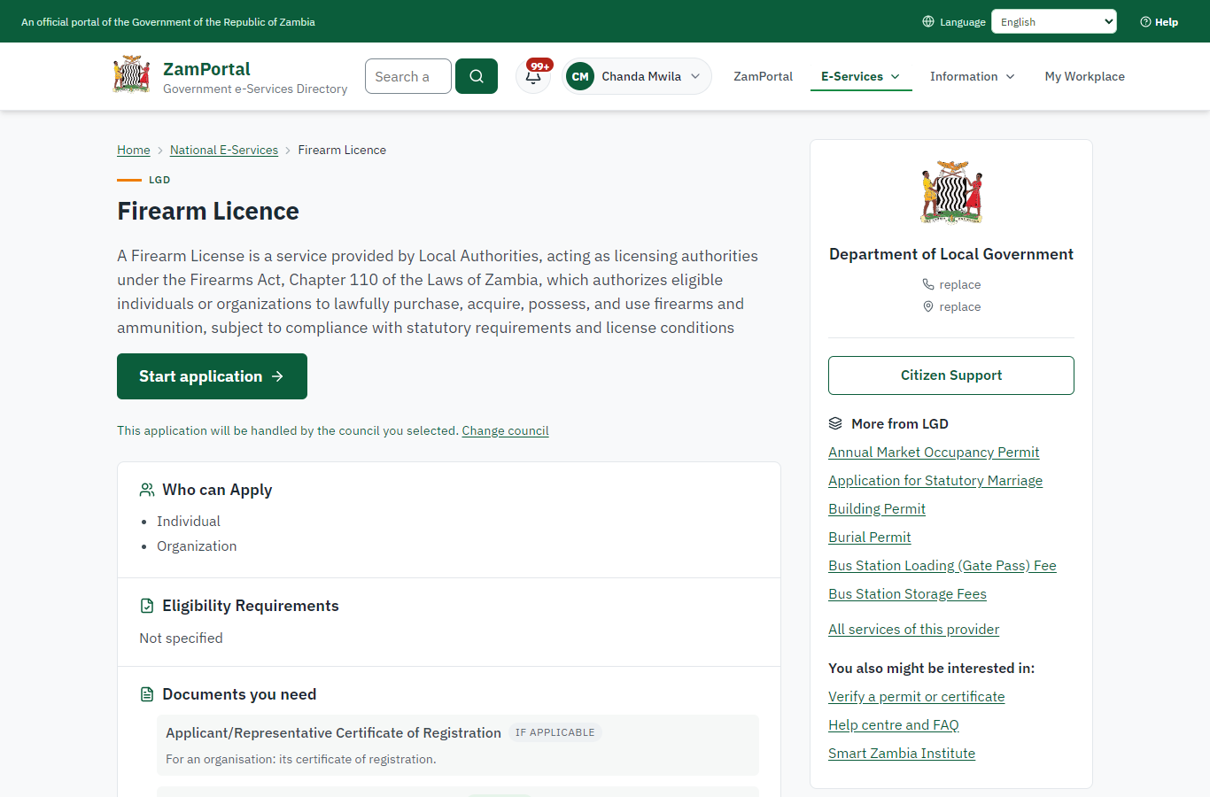 Read the service page (desktop)