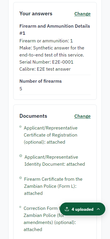 Check the answers and confirm the declaration (375 px phone)