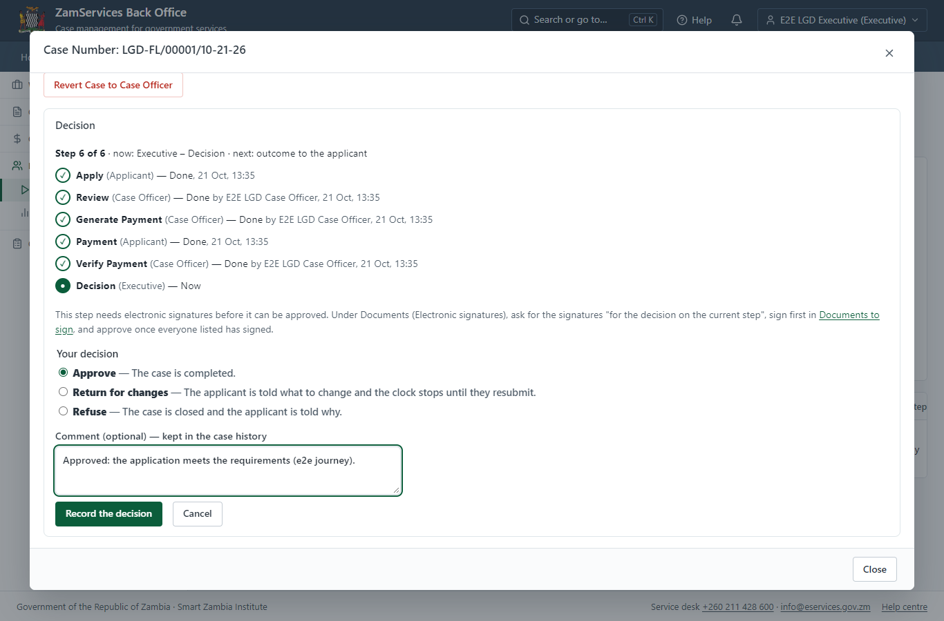 Decide: Licensing authority: decide, e-sign (desktop)