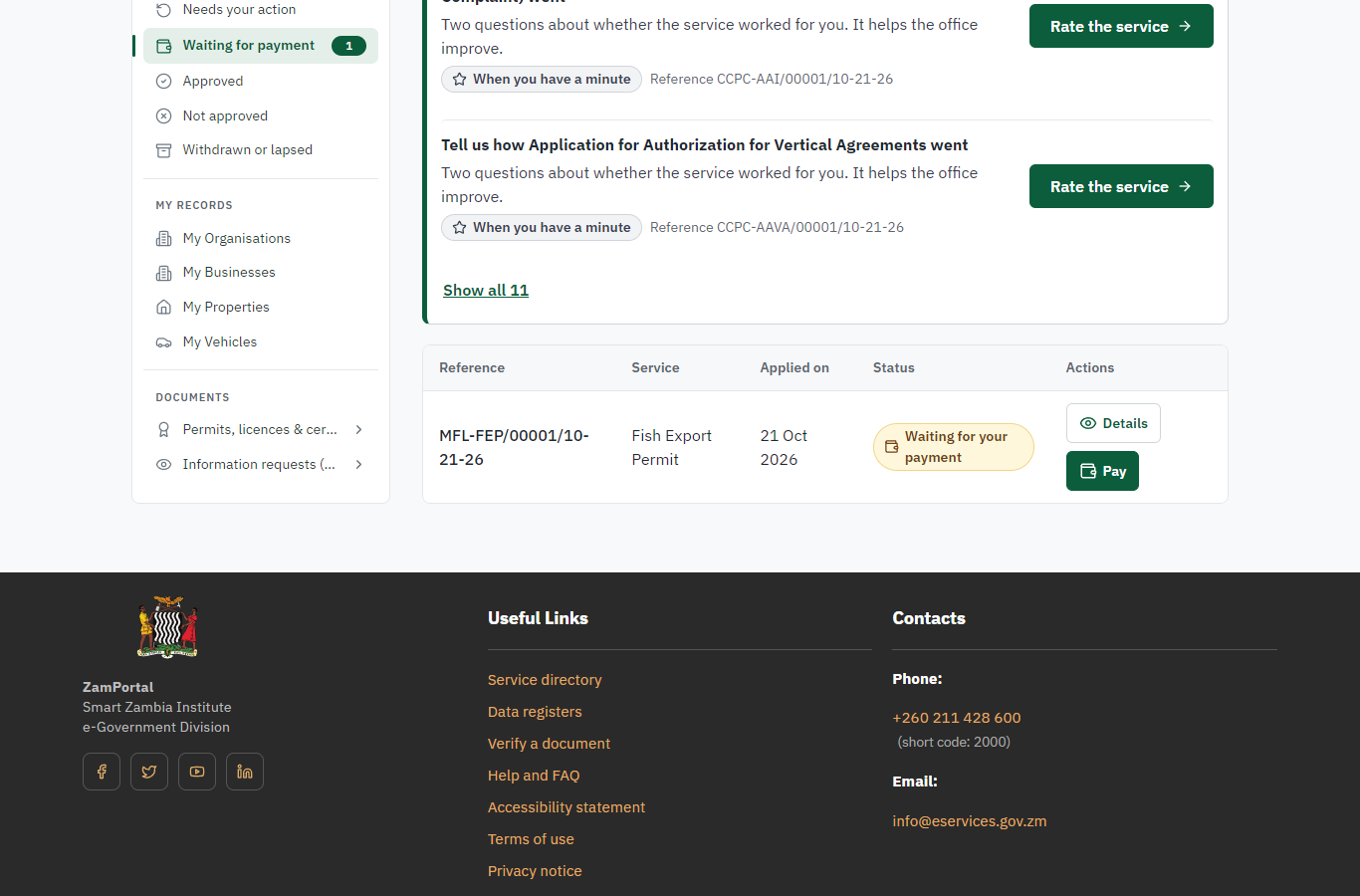 See that the fee is due (desktop)