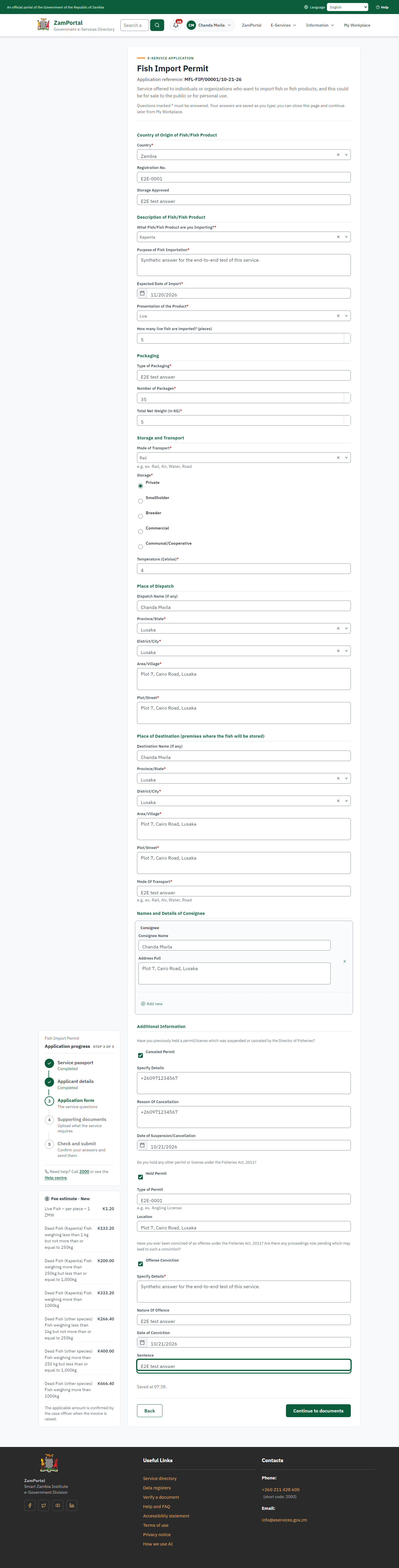 Fill in the application form (desktop)