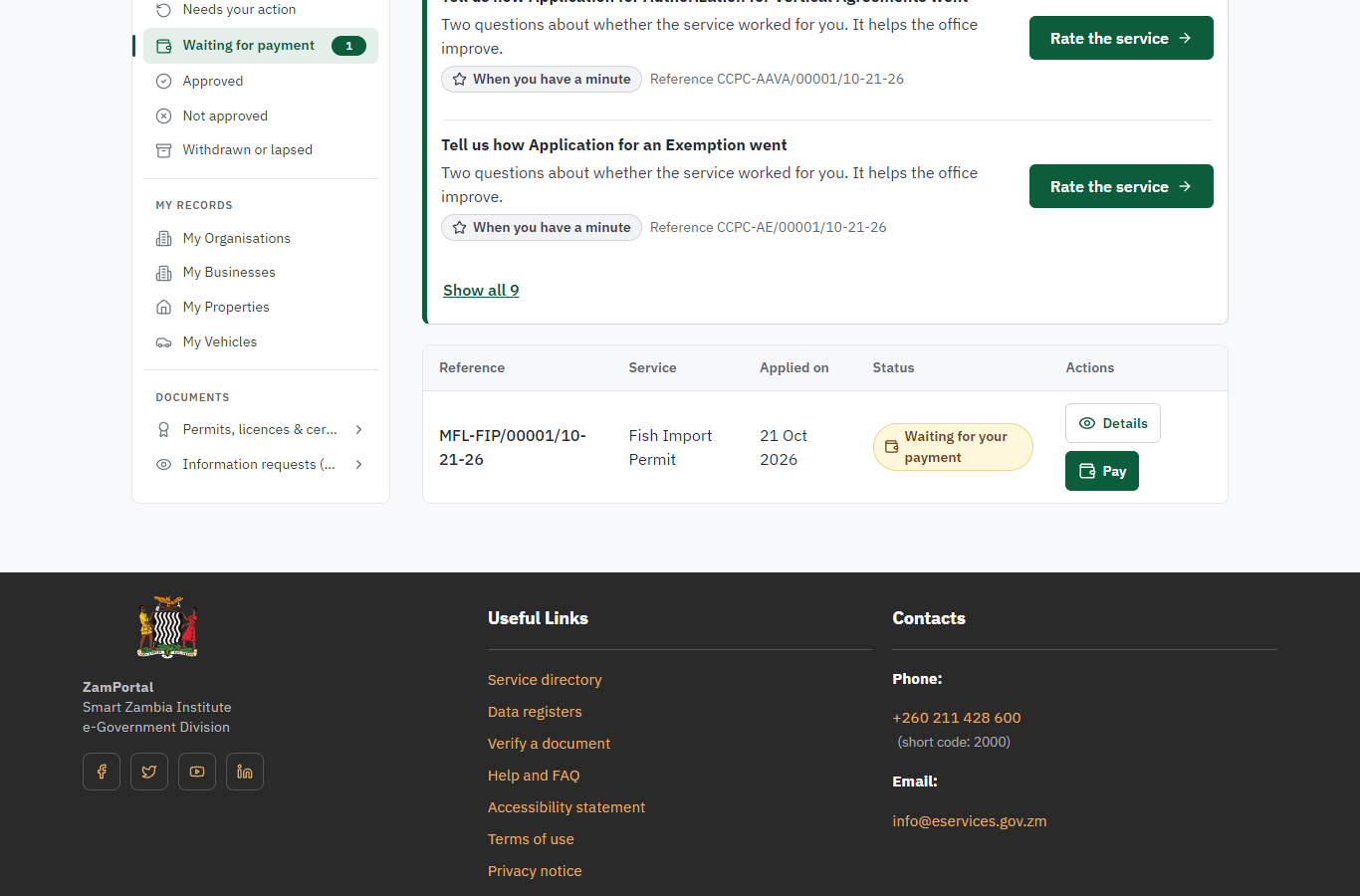 See that the fee is due (desktop)