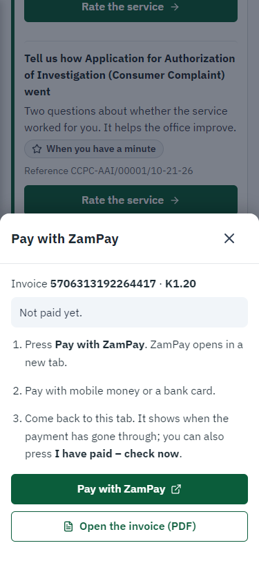 Pay with ZamPay (375 px phone)