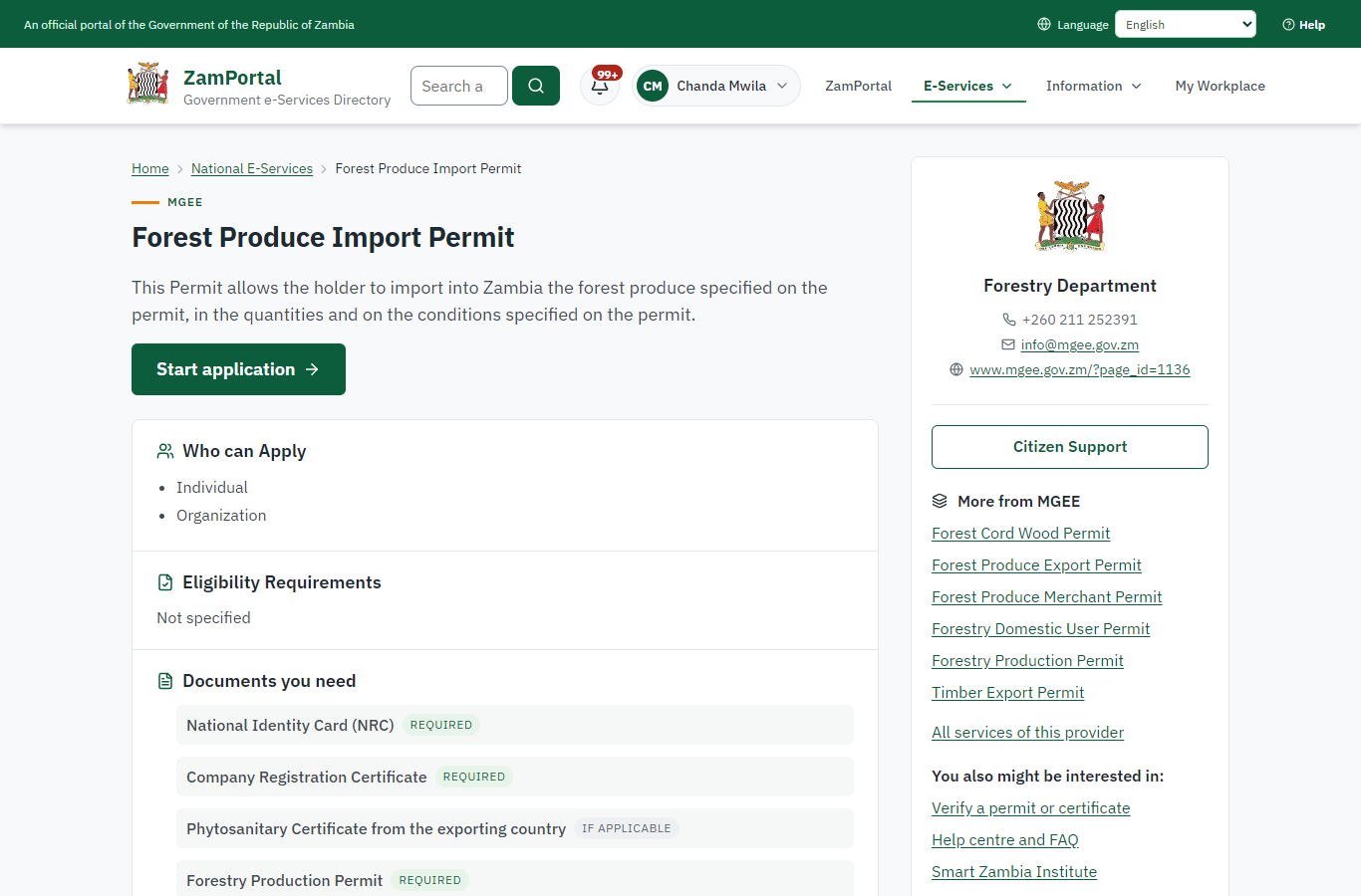 Read the service page (desktop)