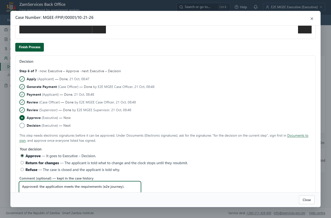 Decide: Review, Inspect, e-Sign Executive (desktop)