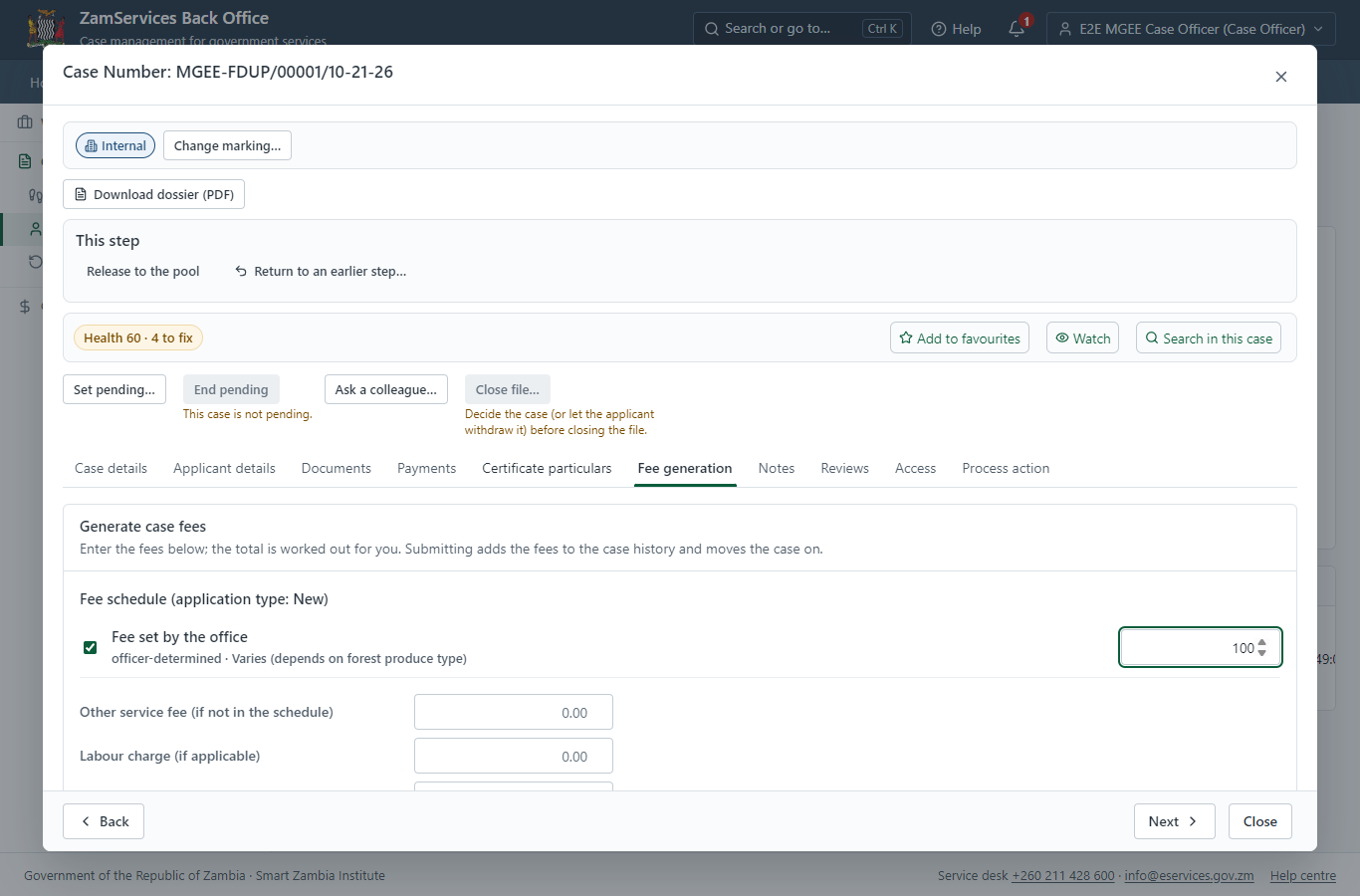 Set the fee and raise the invoice (desktop)