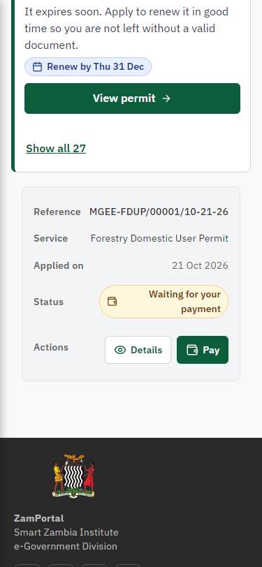 See that the fee is due (375 px phone)