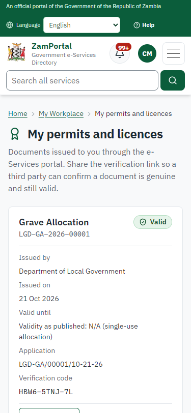 The document in My permits (375 px phone)