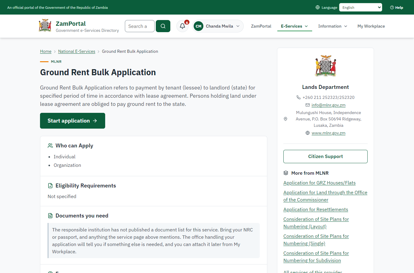 Read the service page (desktop)