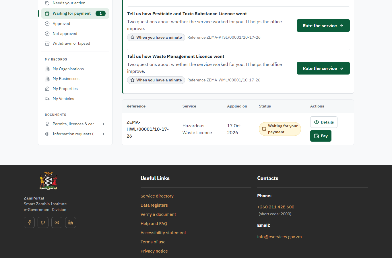 See that the fee is due (desktop)