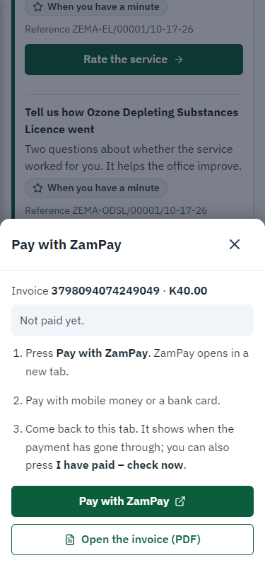 Pay with ZamPay (375 px phone)