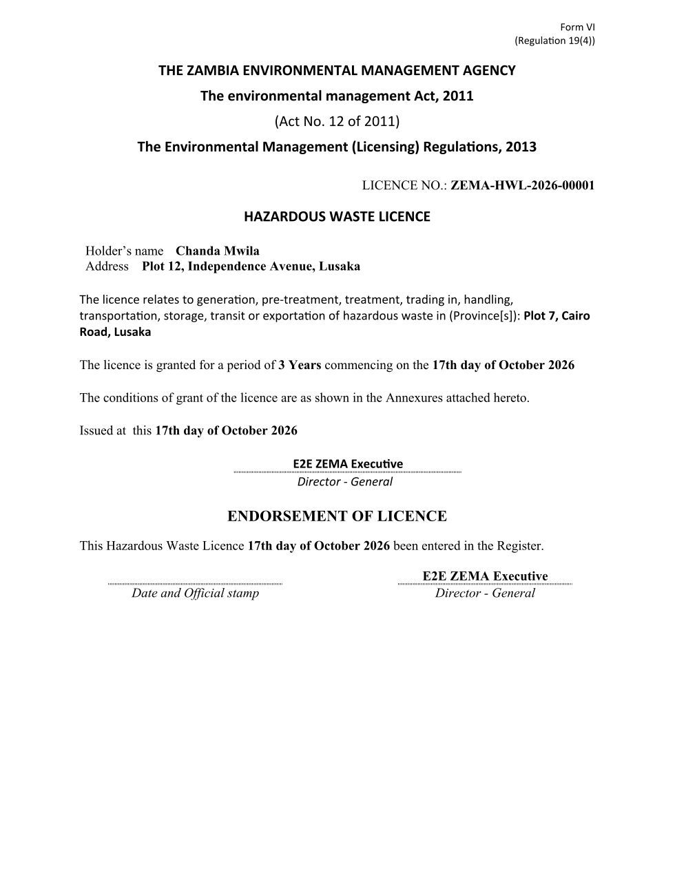 Hazardous Waste Licence (sealed PDF)