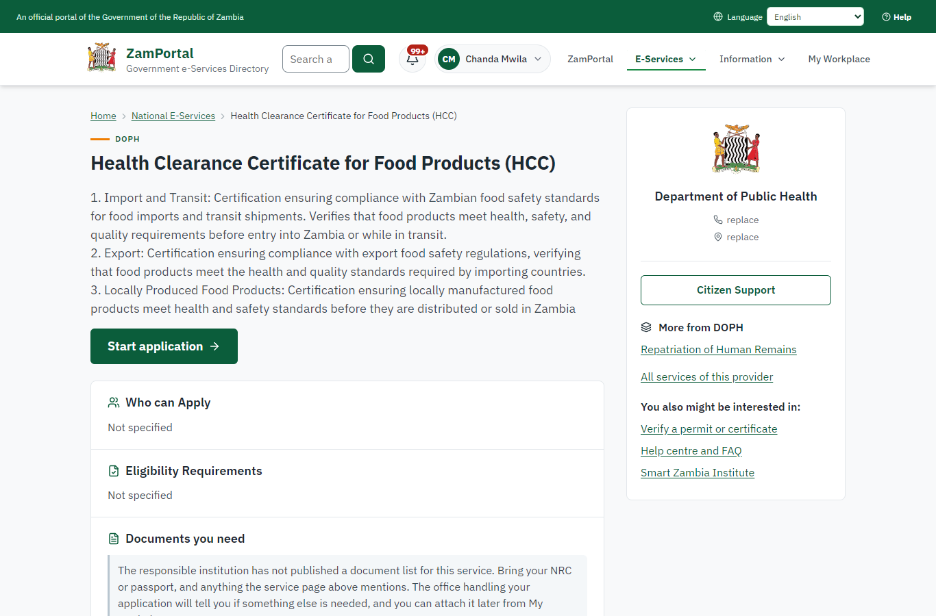 Read the service page (desktop)