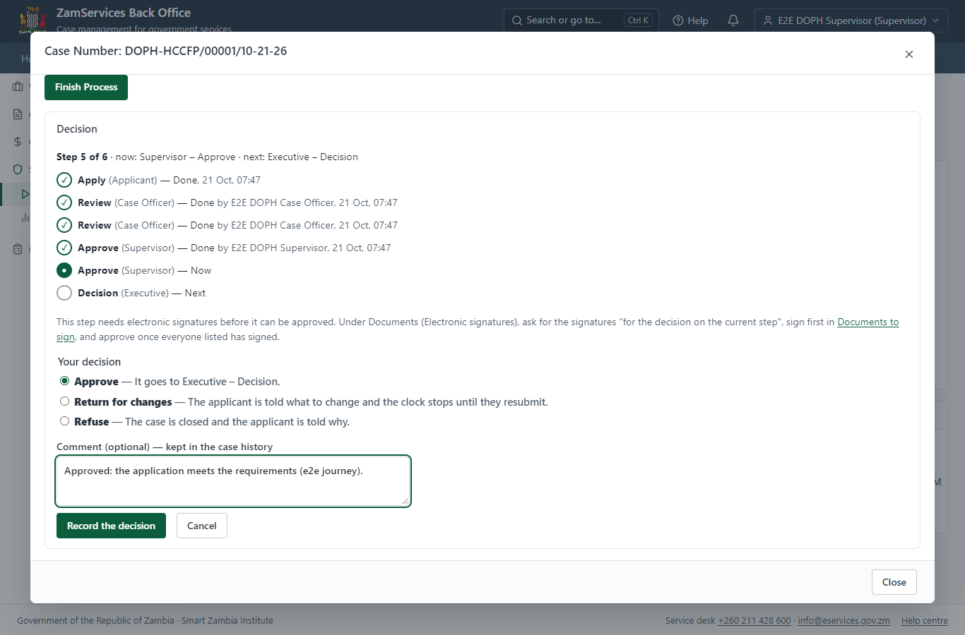 Decide: Chief Supervisor Review & e-Sign (desktop)