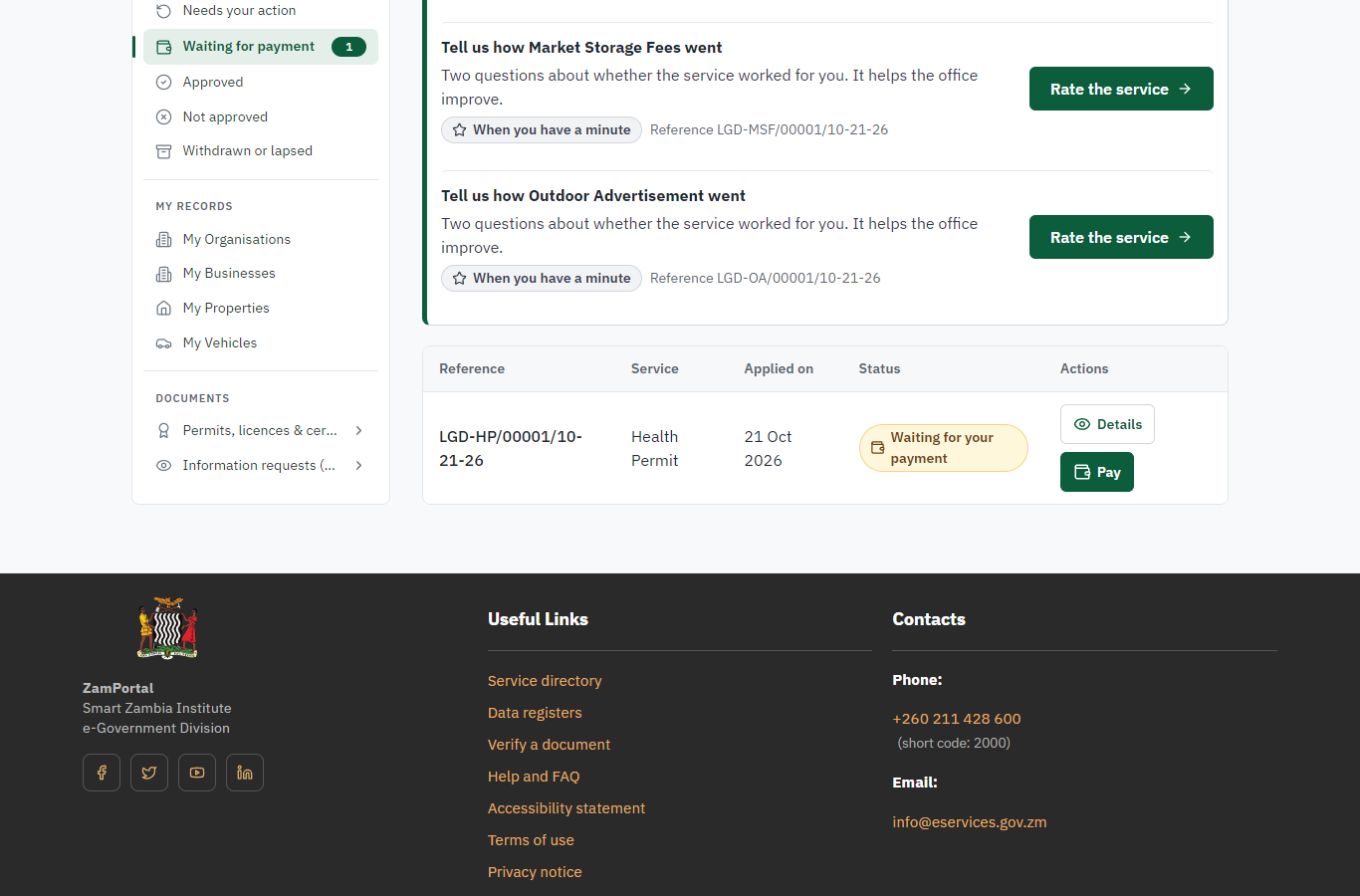 See that the fee is due (desktop)