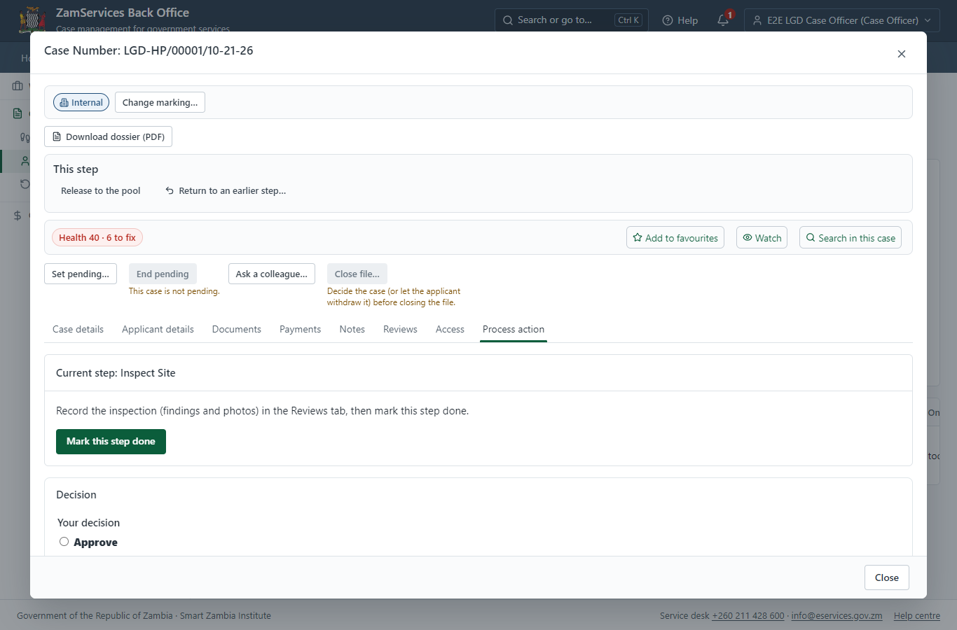 Prepare Inspection Report, Draft Decision (desktop)