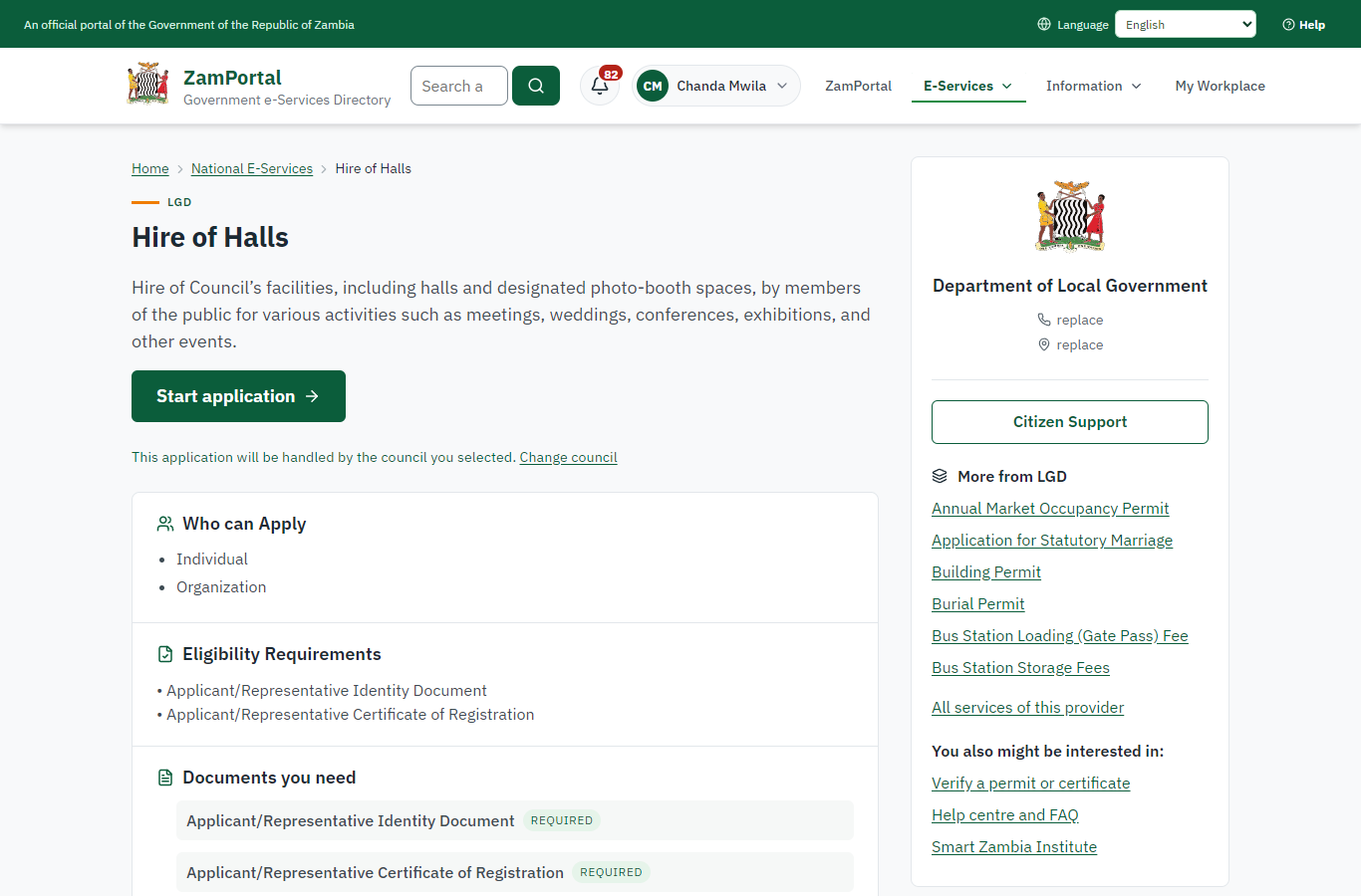 Read the service page (desktop)