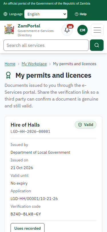 The document in My permits (375 px phone)