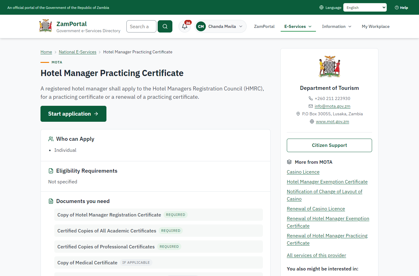 Read the service page (desktop)