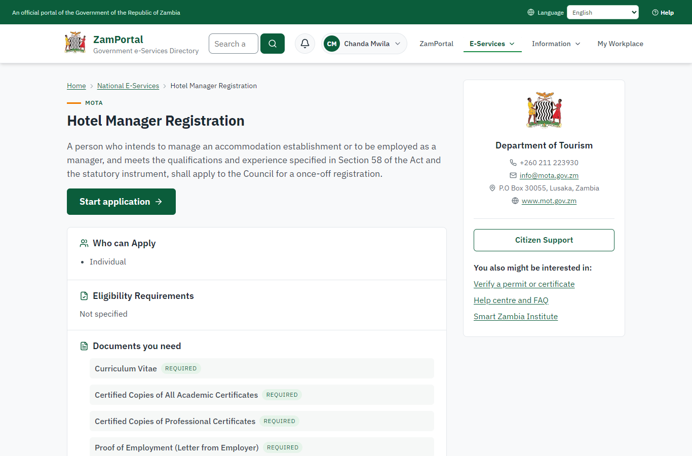 Read the service page (desktop)
