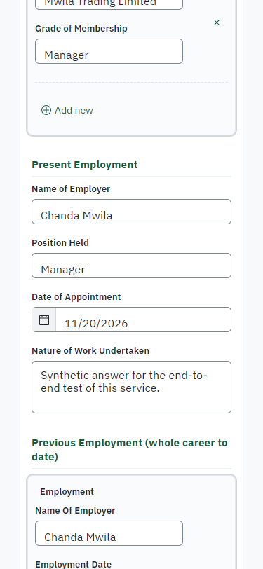 Fill in the application form (375 px phone)