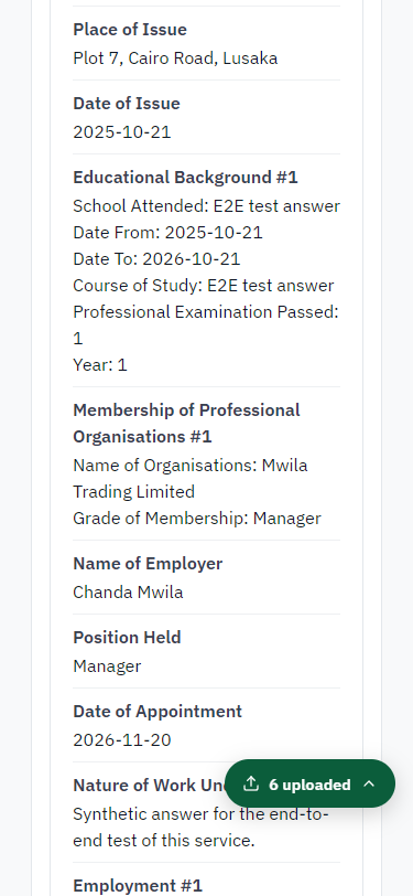 Check the answers and confirm the declaration (375 px phone)