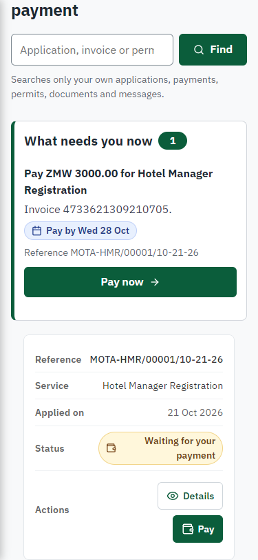 See that the fee is due (375 px phone)