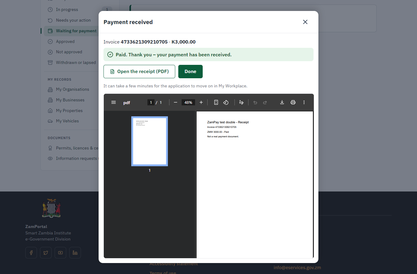 Payment received (desktop)