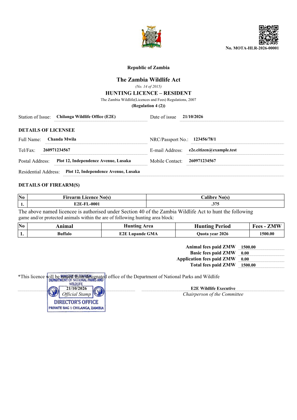 Hunting Licence - Resident (sealed PDF)