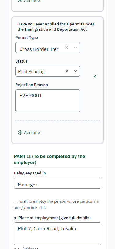 Fill in the application form (375 px phone)