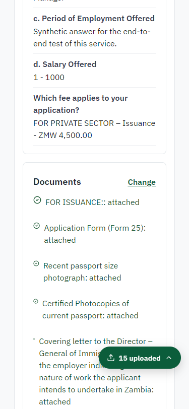 Check the answers and confirm the declaration (375 px phone)
