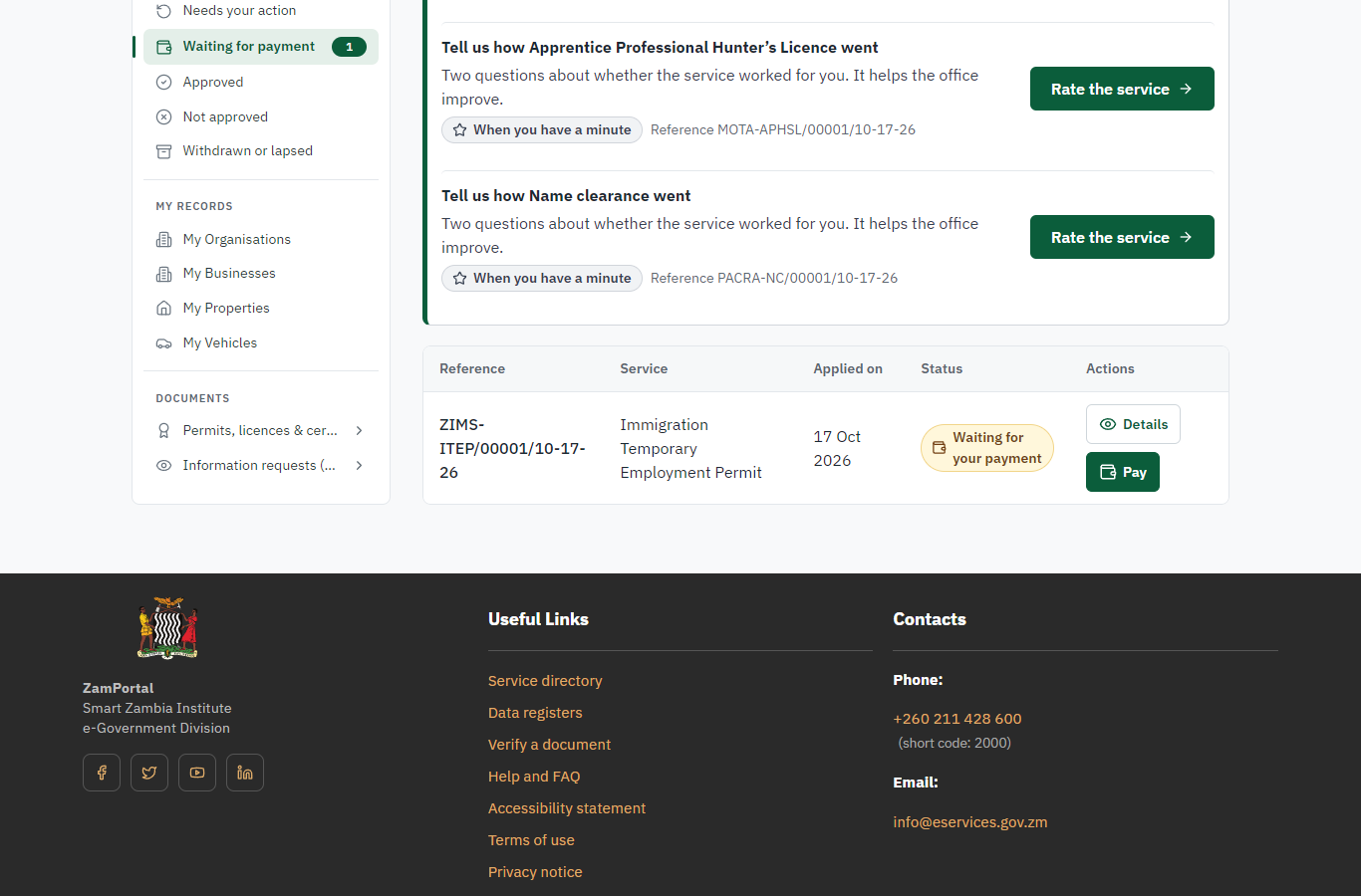 See that the fee is due (desktop)