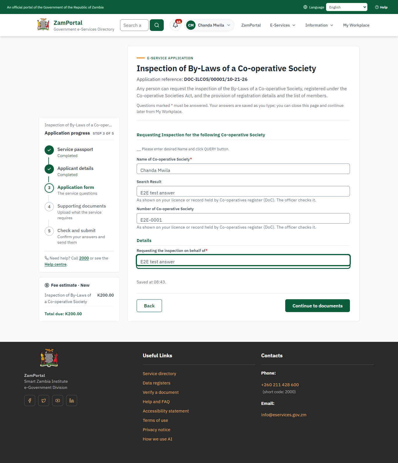Fill in the application form (desktop)