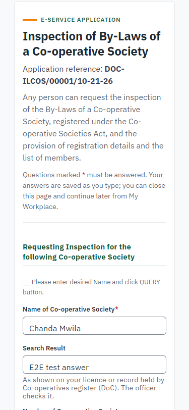 Fill in the application form (375 px phone)