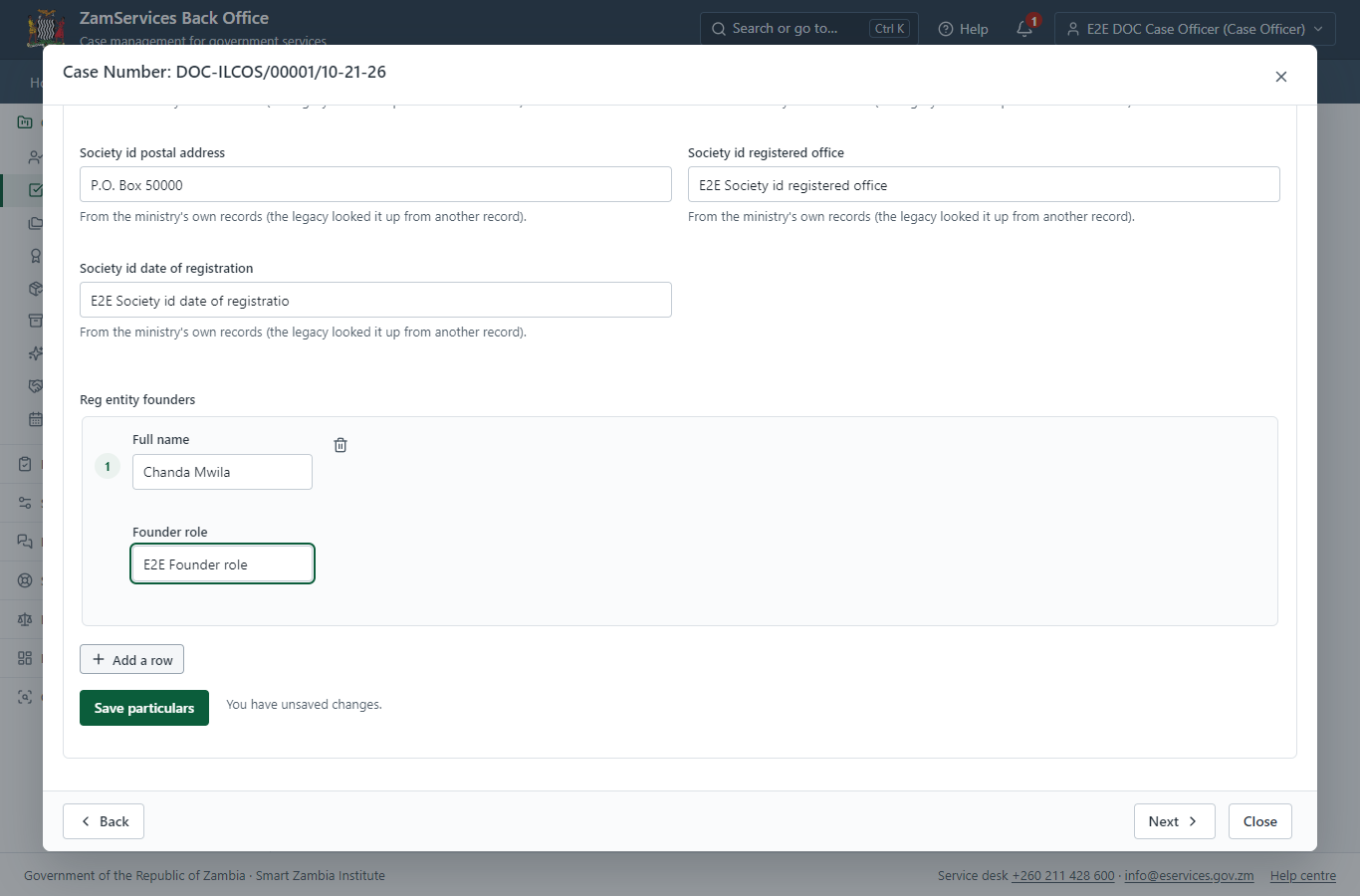 Fill in the certificate particulars (desktop)