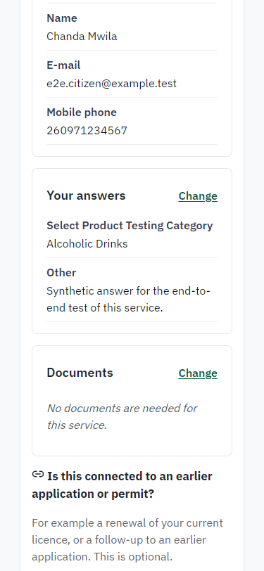 Check the answers and confirm the declaration (375 px phone)