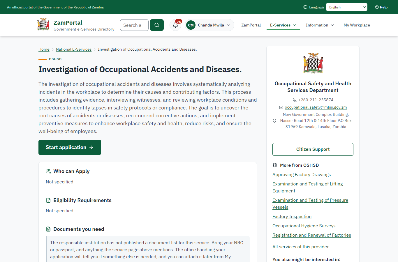Read the service page (desktop)