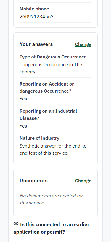 Check the answers and confirm the declaration (375 px phone)