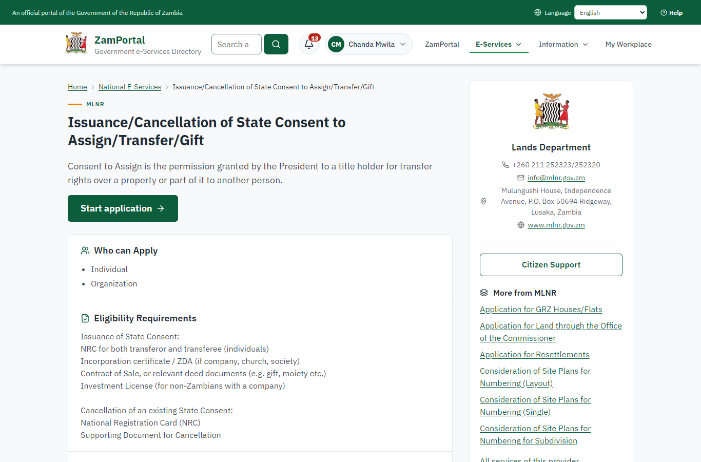 Read the service page (desktop)