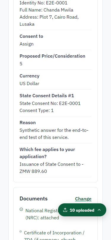 Check the answers and confirm the declaration (375 px phone)