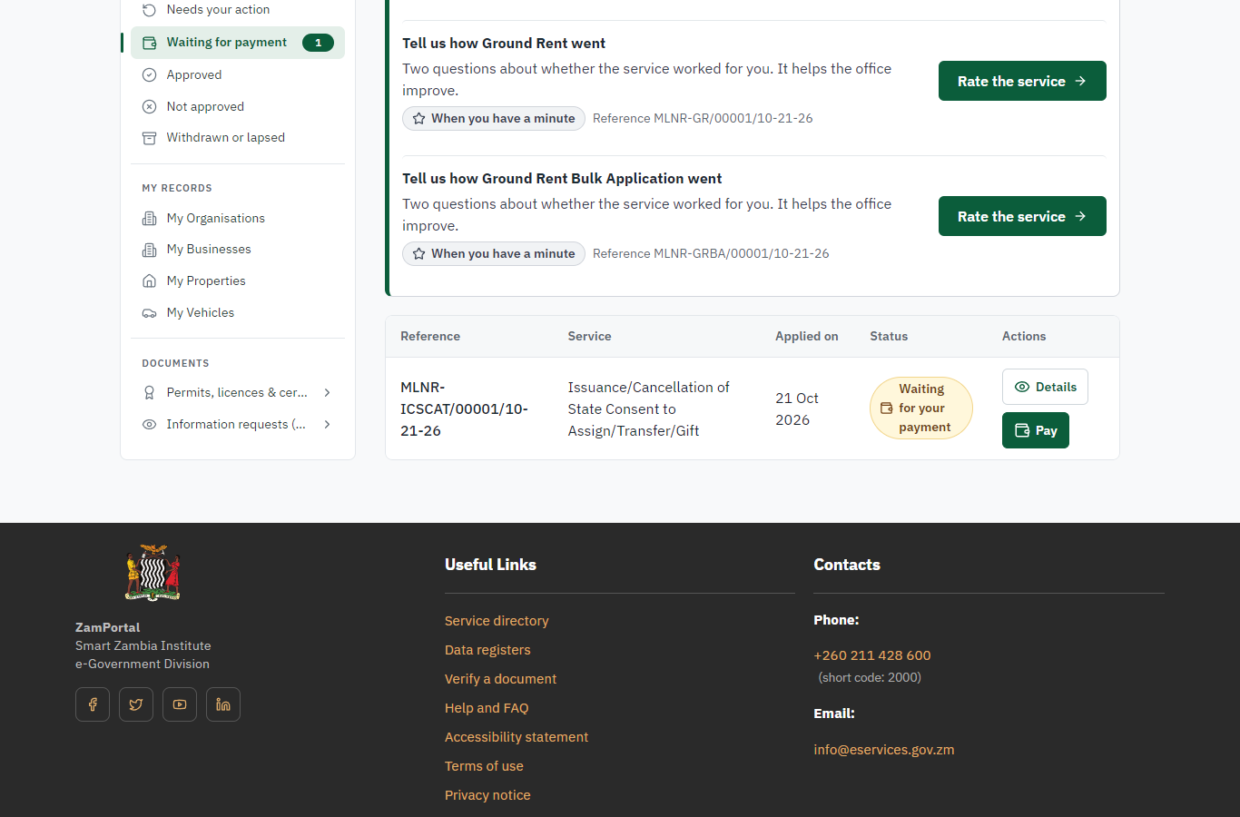 See that the fee is due (desktop)