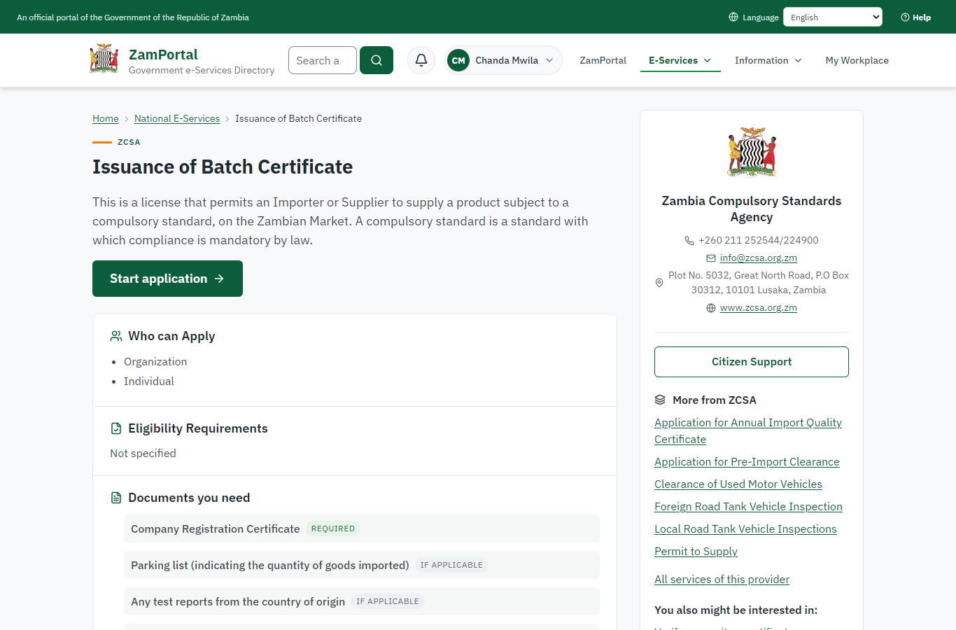Read the service page (desktop)
