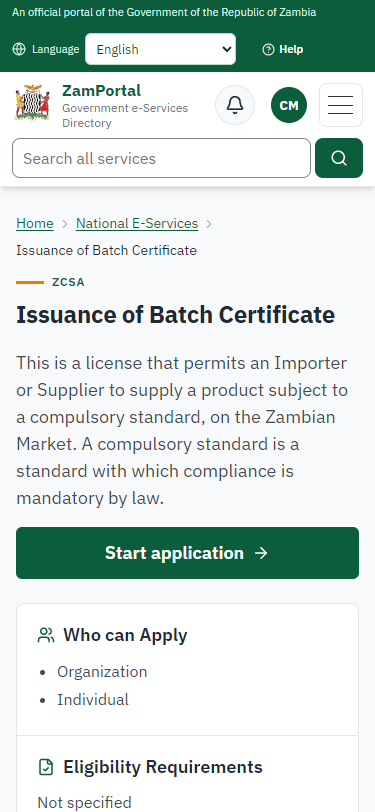 Read the service page (375 px phone)