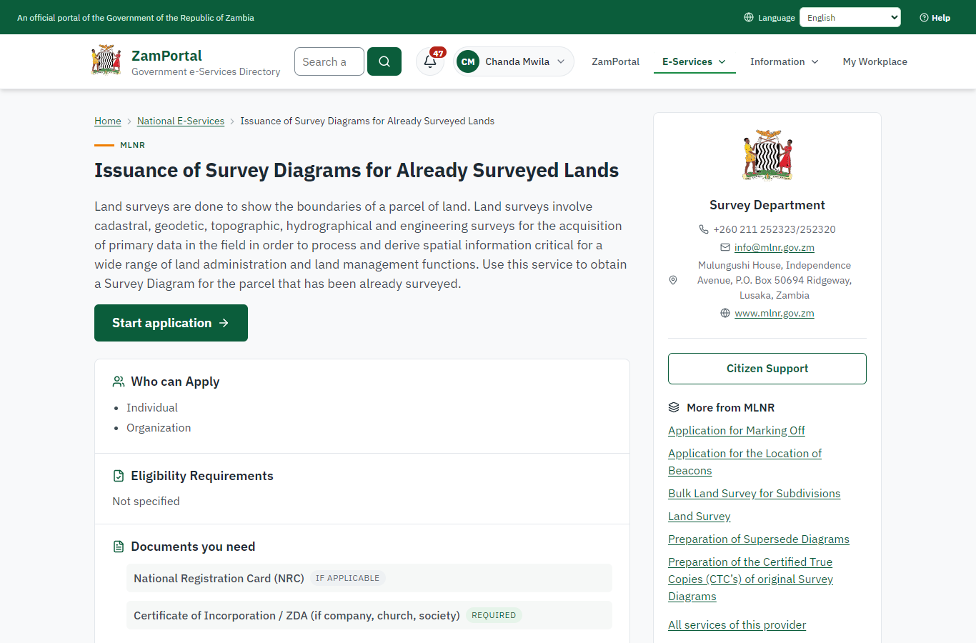 Read the service page (desktop)