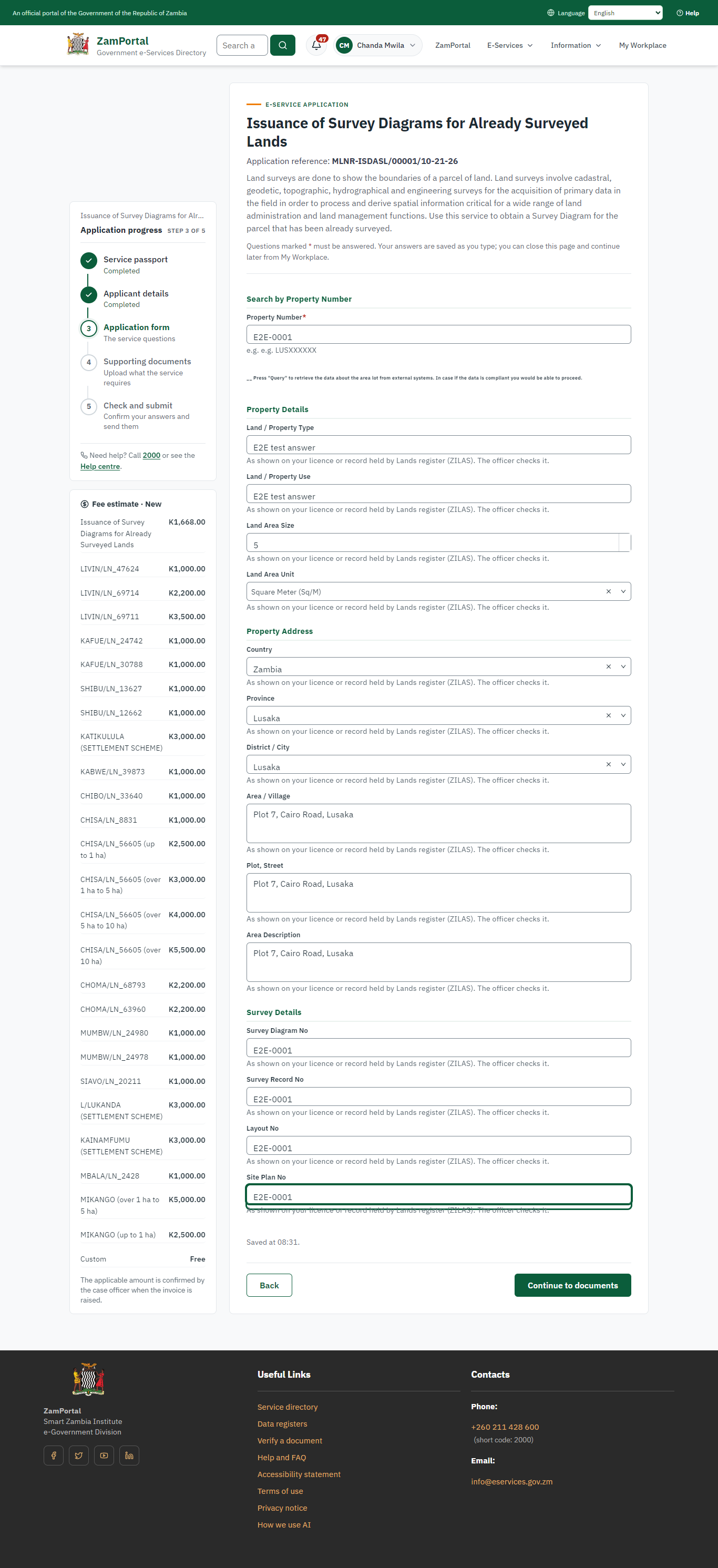 Fill in the application form (desktop)