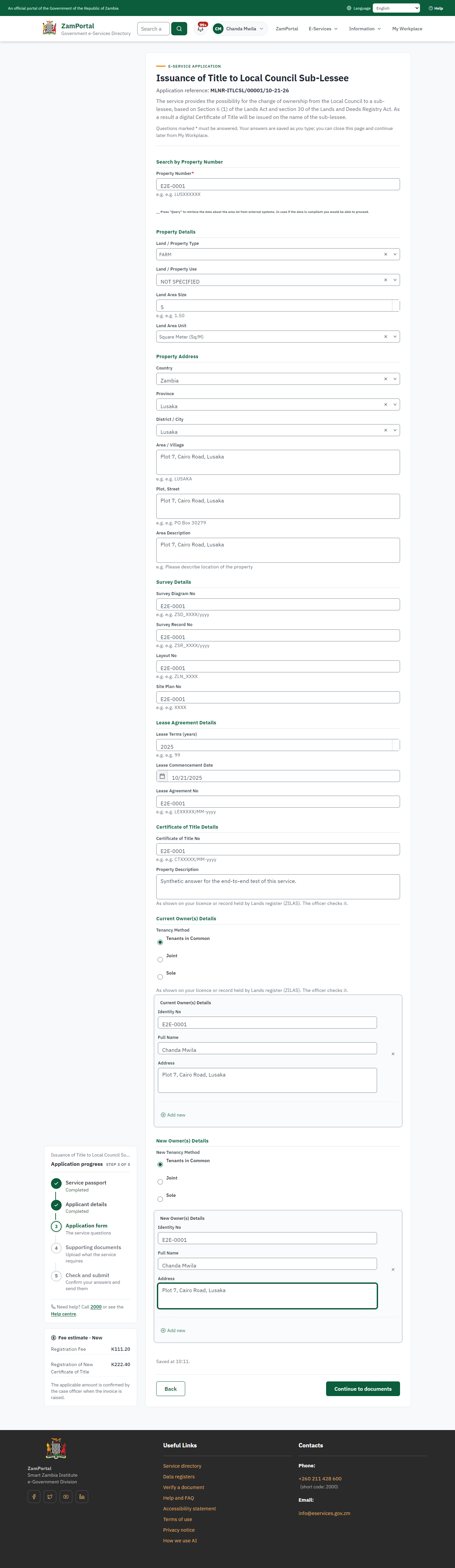 Fill in the application form (desktop)