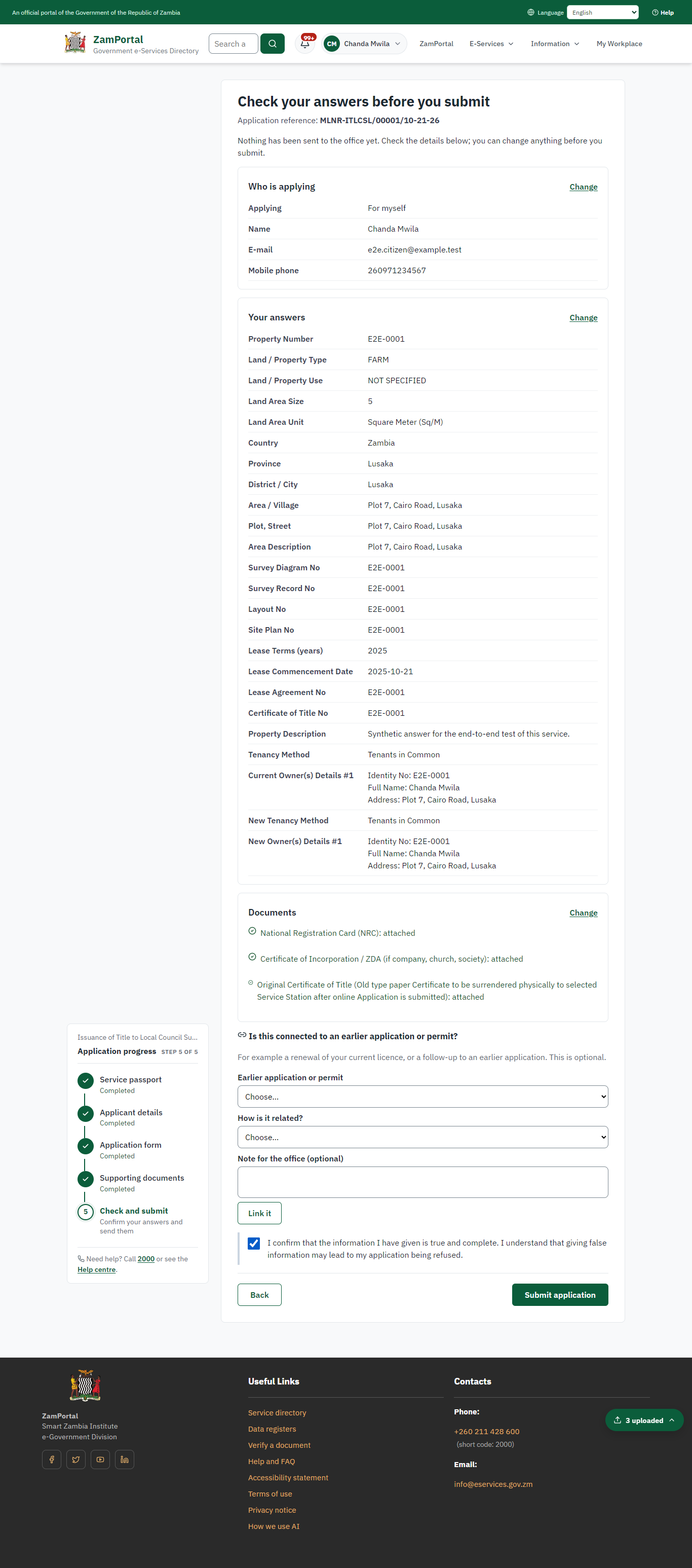 Check the answers and confirm the declaration (desktop)
