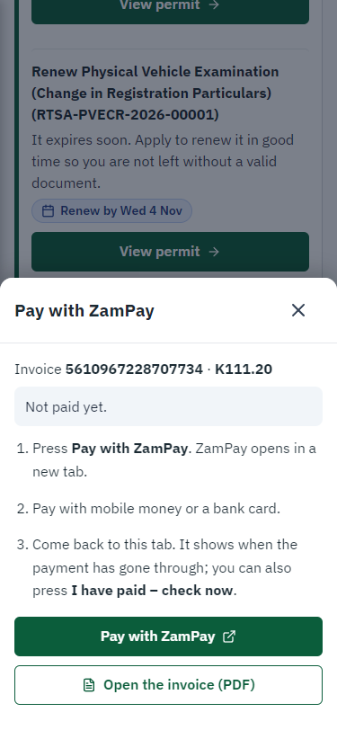 Pay with ZamPay (375 px phone)