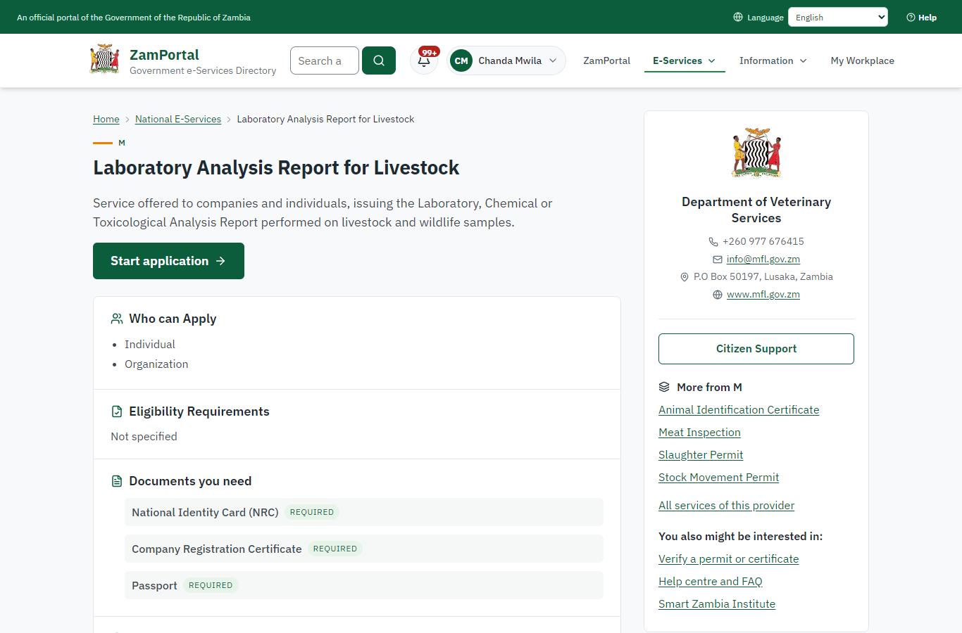 Read the service page (desktop)